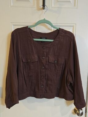 torrid Chocolate Brown Button-Front Cropped Jacket